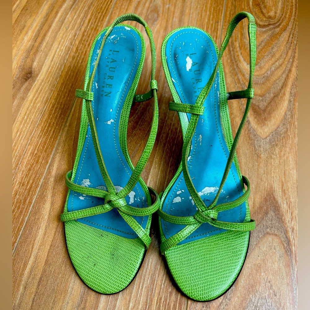 Ralph Lauren Green Strappy Heels